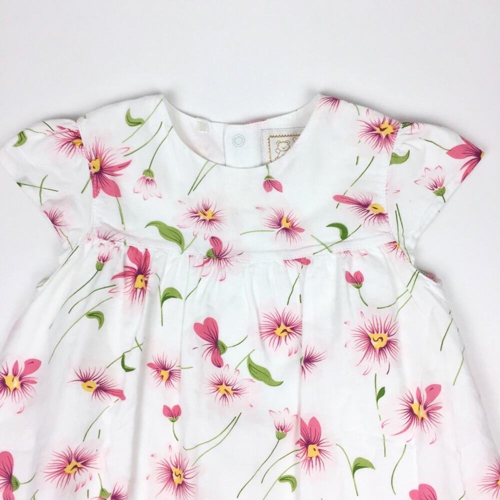 Emile et Rose White Pink Floral Dress 12 Months - Picture 3 of 8